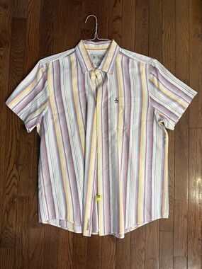 Original Penguin Multi-Color Striped Short Sleeve Button-Down Shirt